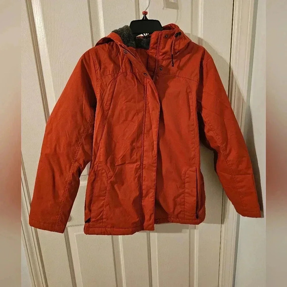 LL Bean Jacket Womens S Orange Warm Up Fleece Lined Full Zip Outdoor - Picture 1 of 8